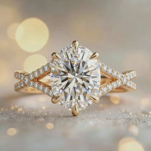 Arabella's Arc | Oval Moissanite Split-Shank Ring.
