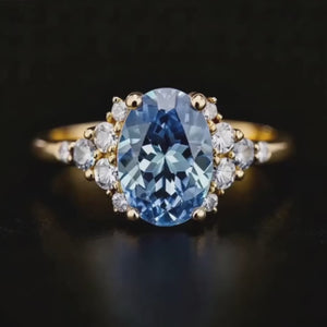 Celeste‘s Whisper | 2CT Oval Cut Blue Gemstone Ring