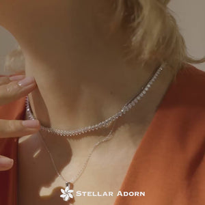 Round 6 Claw Sparkle Solitaire Pendant Necklace