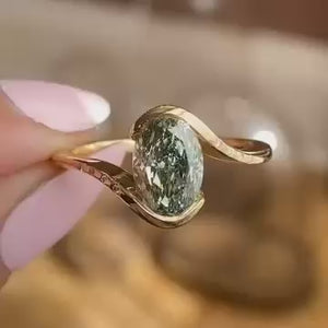 4CT Oval Cut Vintage Style Green Gemstone Ring