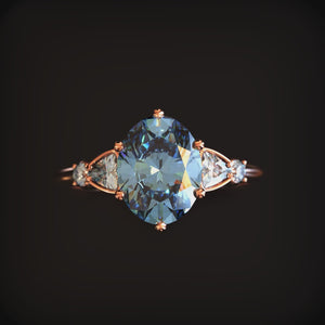 Aurora Belle 2CT Oval Cut Blue Gemstone Ring