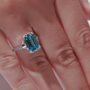 Azure Dream 5CT Emerald Cut Green Gemstone Ring