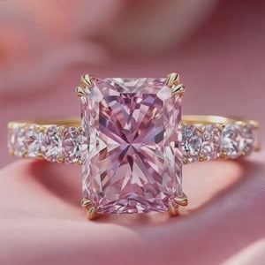 Elara‘s Facet | 3CT Radiant-Cut Pink Sapphire Ring.