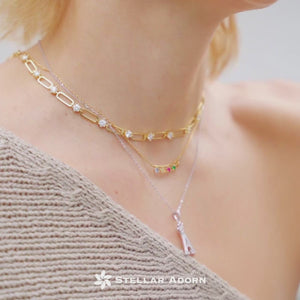 Smile Colorful Golden Charm Bar Necklace