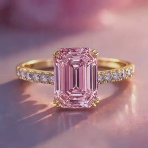 Celia‘s Luster | 2CT Emerald Cut Luxe Pink Ring