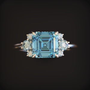 Ulissa 2CT Asscher Cut Blue Gemstone Ring