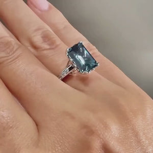 Azure Dream 5CT Emerald Cut Green Gemstone Ring