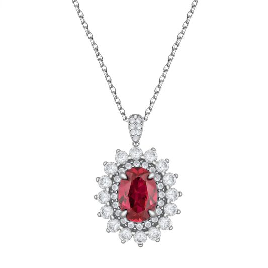 Elegant Ruby Halo Jewelry Set - Stellaradorn