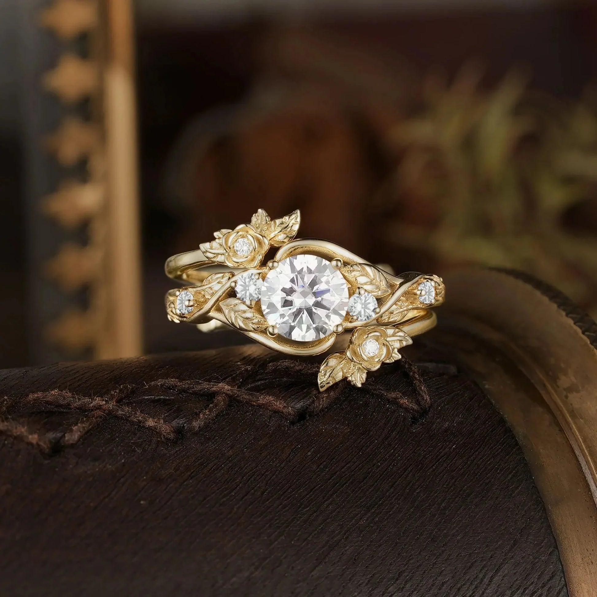 Rose’s Blossom | Opal & Amethyst Bridal Ring Set 2pcs.
