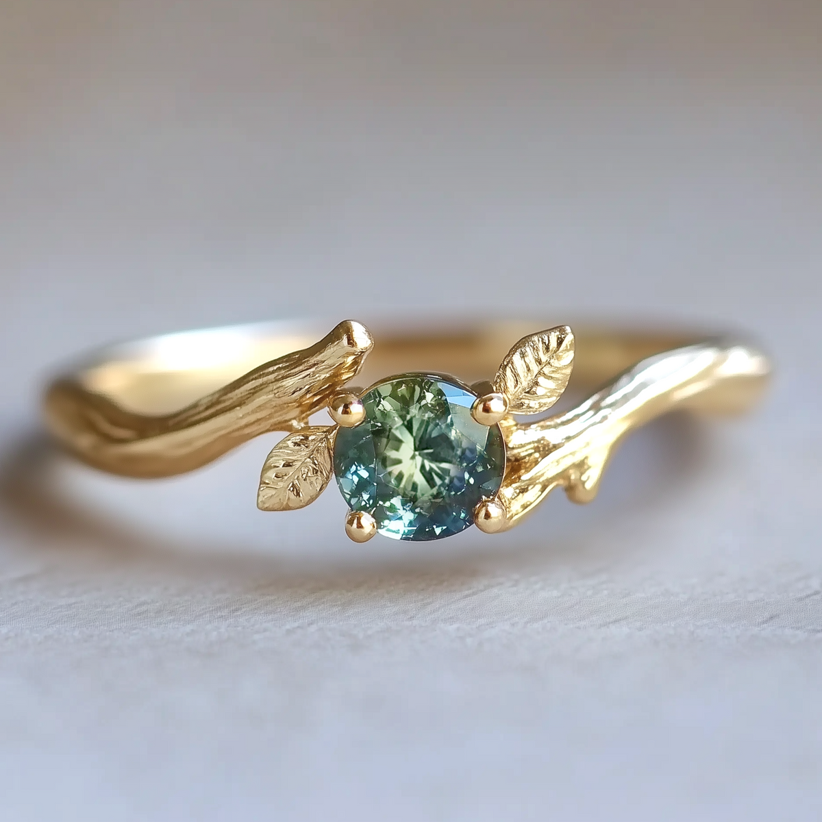Aurelia’s Twine | Green Blue Sapphire Twig Ring.