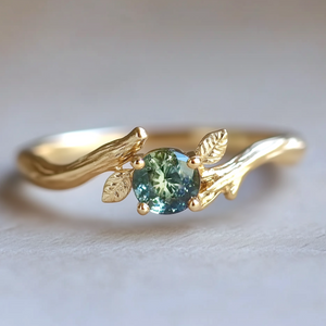 Aurelia’s Twine | Green Blue Sapphire Twig Ring.