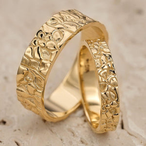 The Bedrock Set | His & Hers Rock Textured Wedding Band.