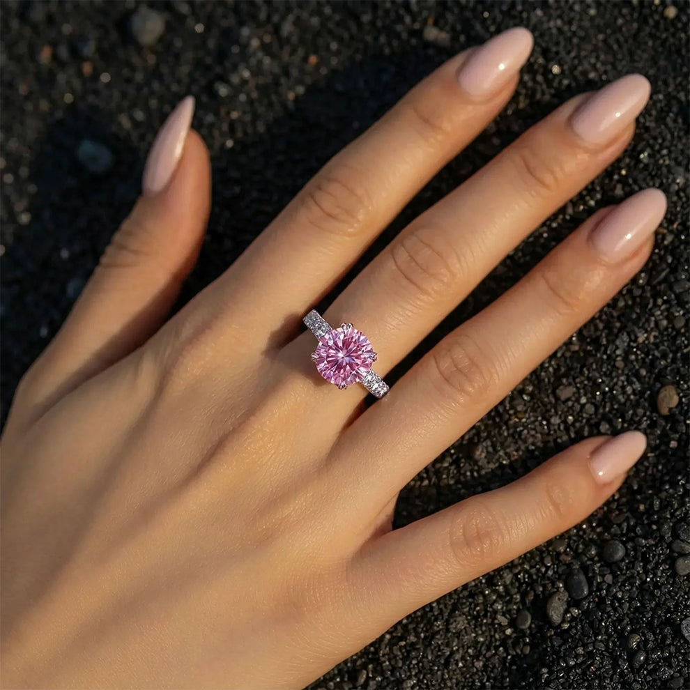 Victoria’s Brilliance | 3CT Round Pink Diamond Solitaire Engagement Ring