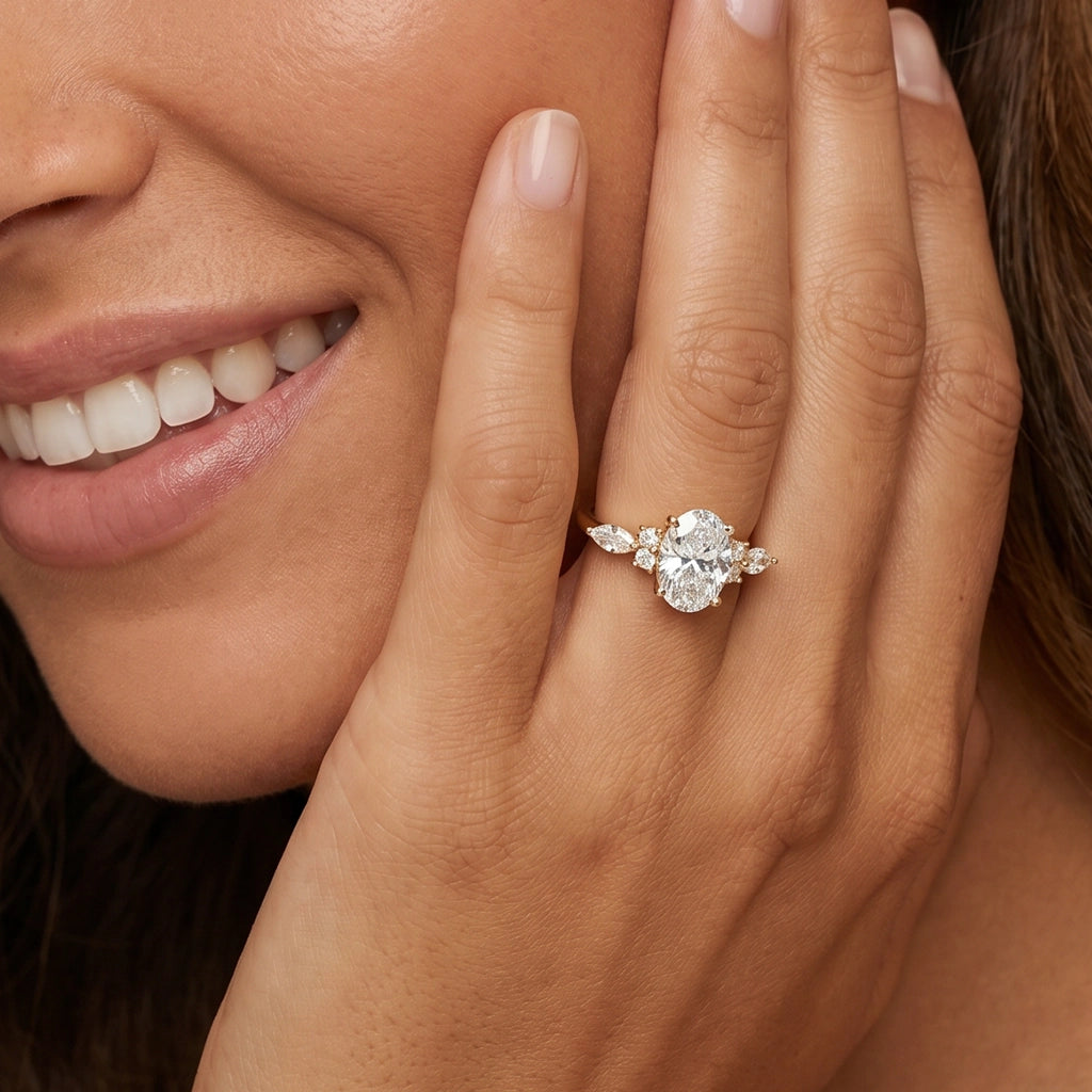 Elara‘s Dawn | 1.5CT Oval Lab-Grown Diamond Engagement Ring.