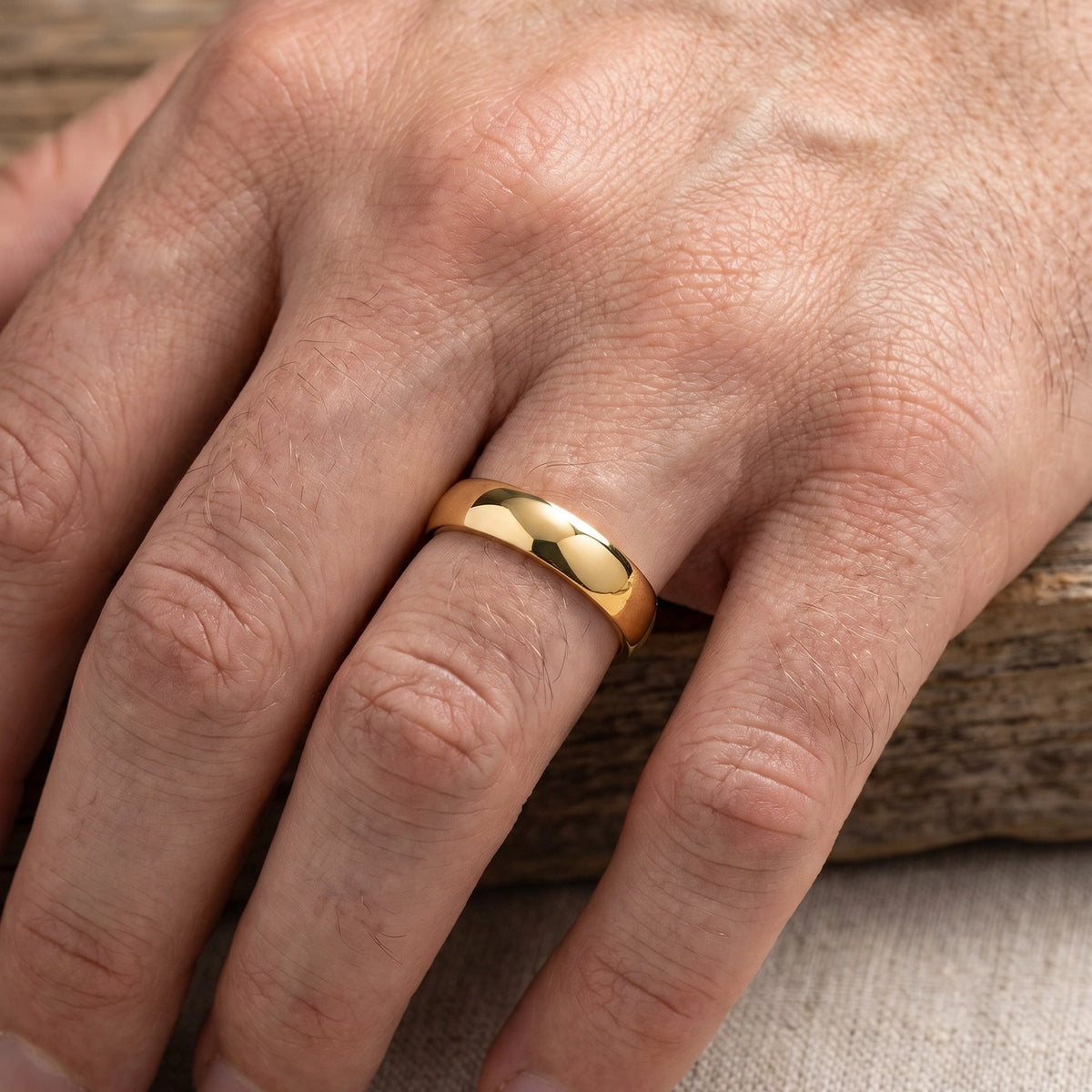 Mirror Arc | 5MM Classic Polished Gold Men's Wedding Band.