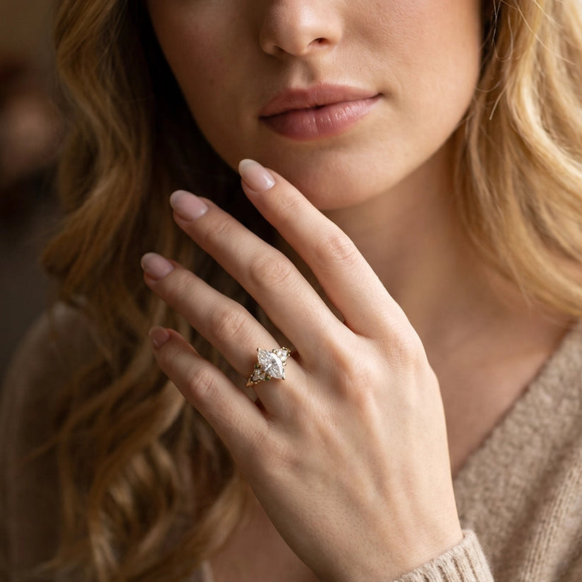 Aurora Twine | Marquise Diamond Ring with Vine Setting.