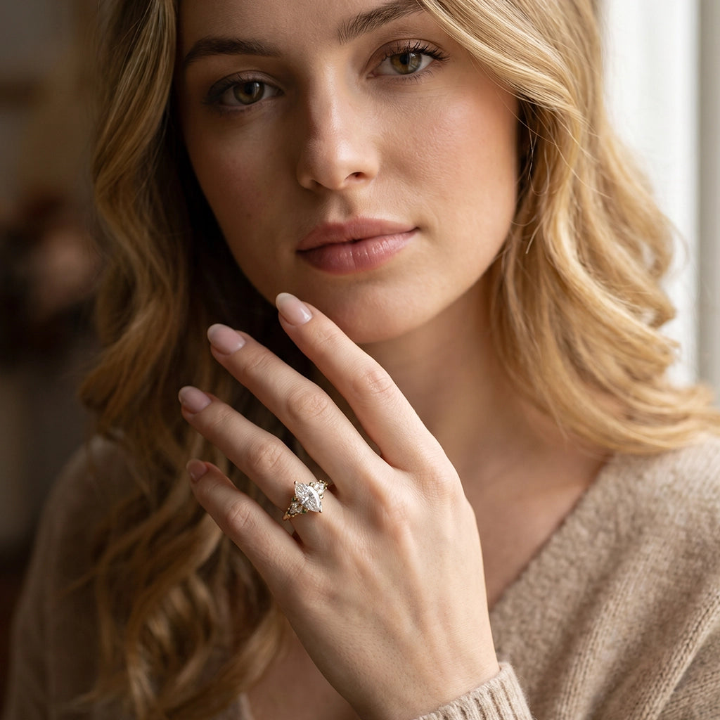 Aurora Twine | Marquise Diamond Ring with Vine Setting.