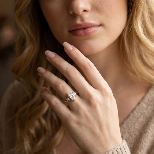 Aurora Twine | Marquise Diamond Ring with Vine Setting.