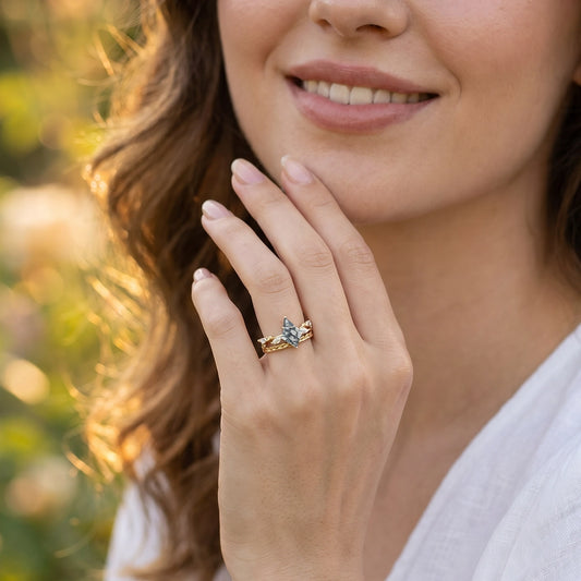 Cordelia’s Bounty | Kite Cut Moss Agate & Wheat Ear Vintage Bridal Set 2pcs.