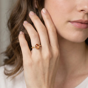 Golden Horizon | Round Sunstone Engagement Ring