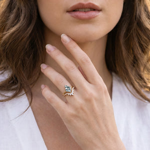 Cordelia’s Drift | Kite Cut Moss Agate Cluster Bridal Set 2pcs