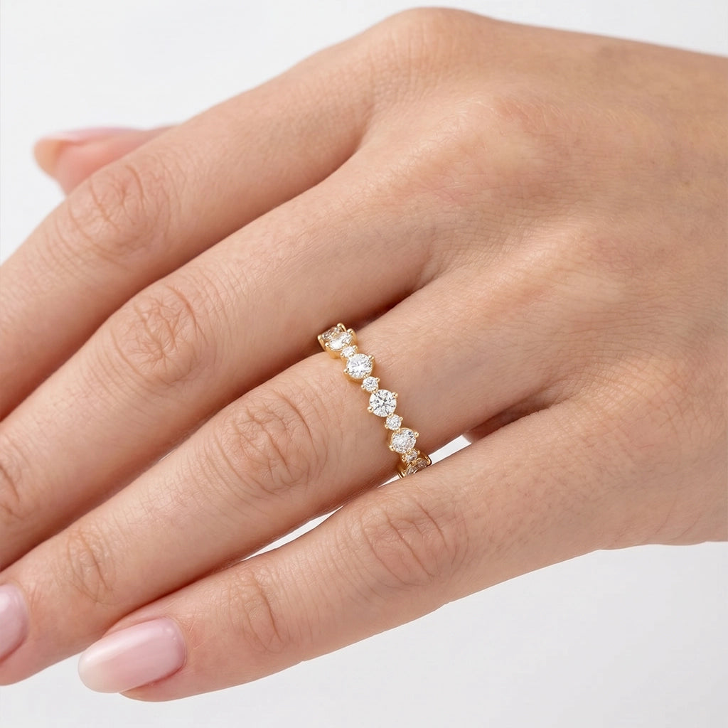 Dainty 0.1 CT Round Cut  Full-eternity Band Ring.