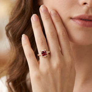 Aurora‘s Cardinal | Princess Cut Ruby Solitaire Ring