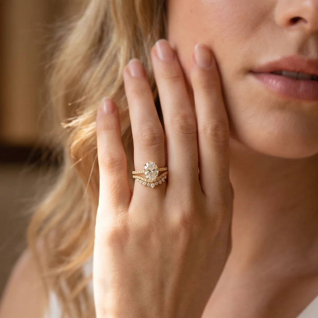 Grace’s Crown | 2CT Vintage Oval Lab Diamond Bridal Set 2pcs