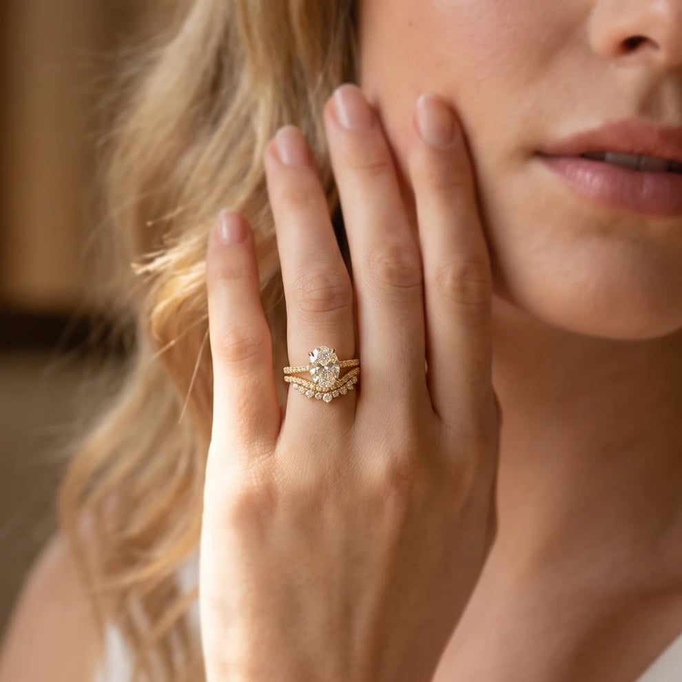 Grace’s Crown | 2CT Vintage Oval Lab Diamond Bridal Set 2pcs