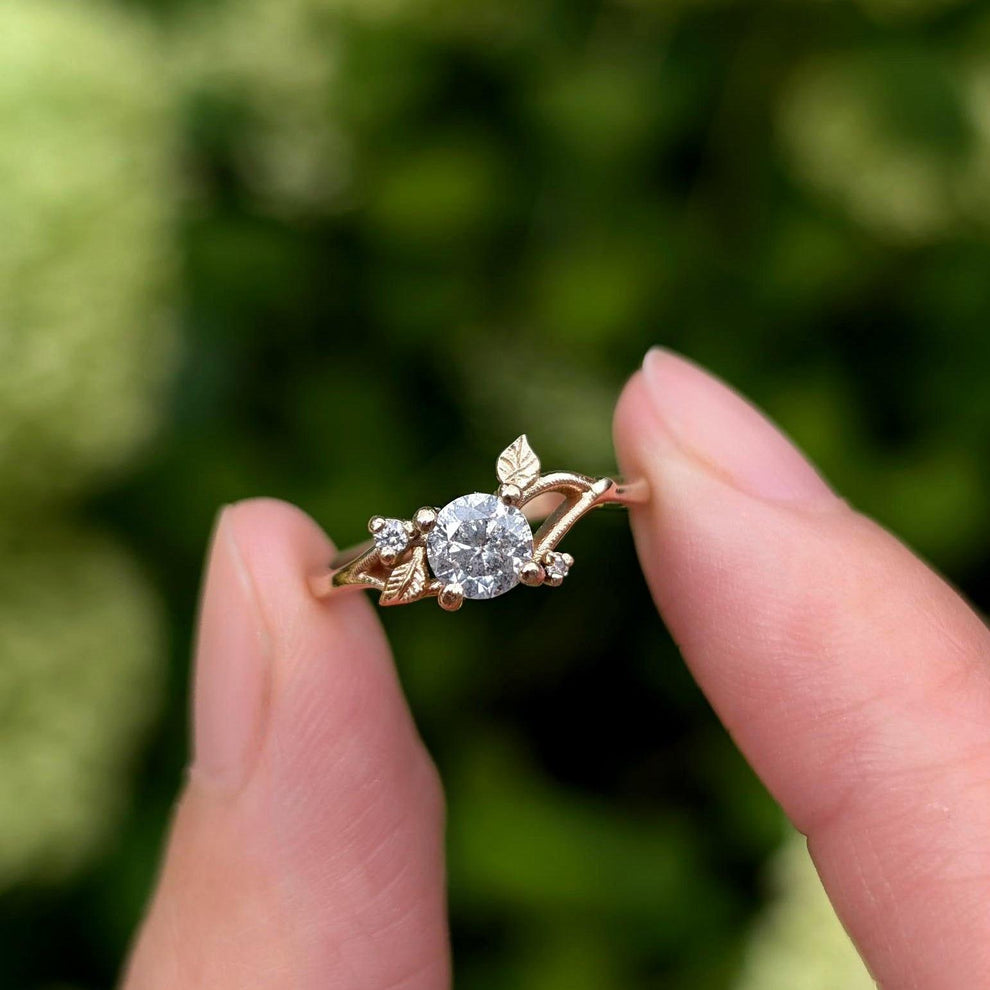 Cressida’s Tendril | Salt & Pepper Diamond Vine Engagement Ring.