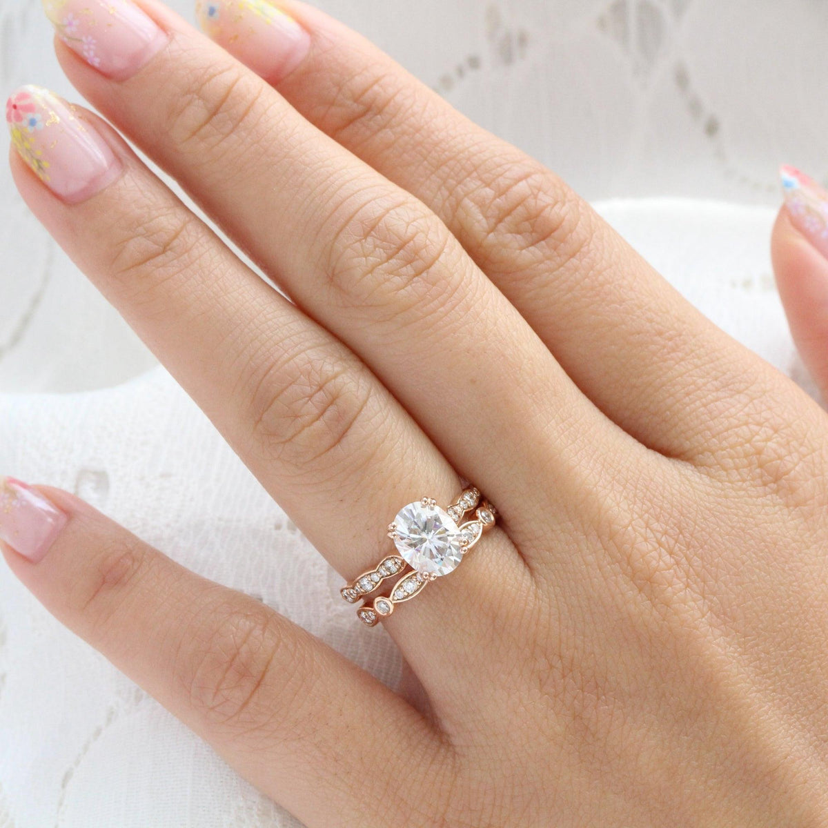 Grace’s Bezel | Oval Lab Diamond Solitaire Bridal Set 2pcs.