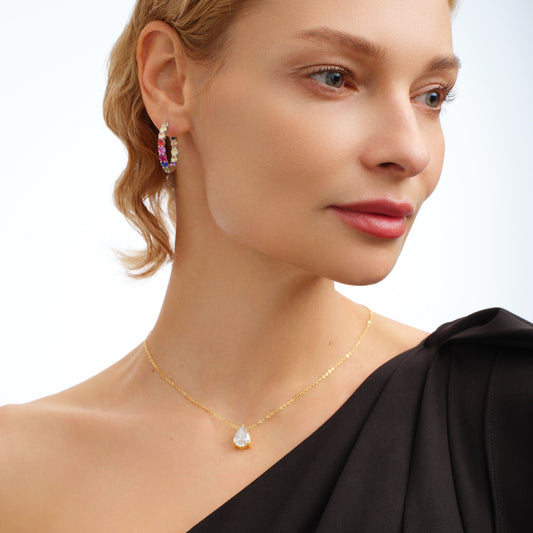 Teardrop Solitaire Pendant Necklace - Stellaradorn