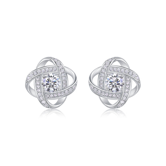 Cosmic Orbit Silver  Solitaire Stud Earrings - Stellaradorn