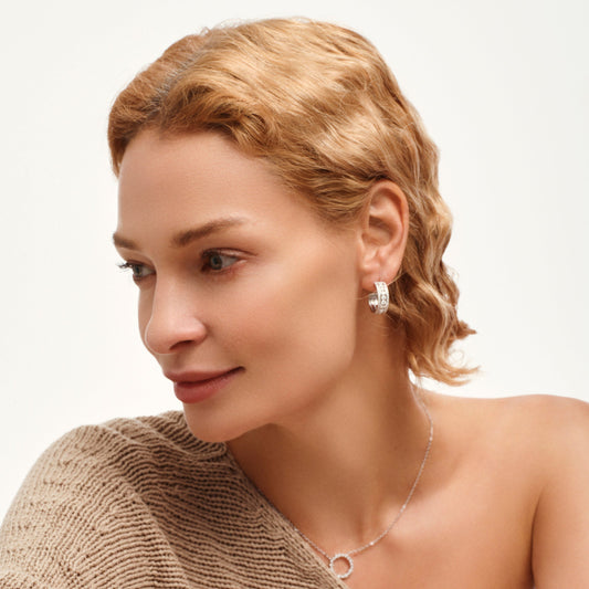 Eternal Grace Triple-Row Hoop Huggies Earrings - Stellaradorn