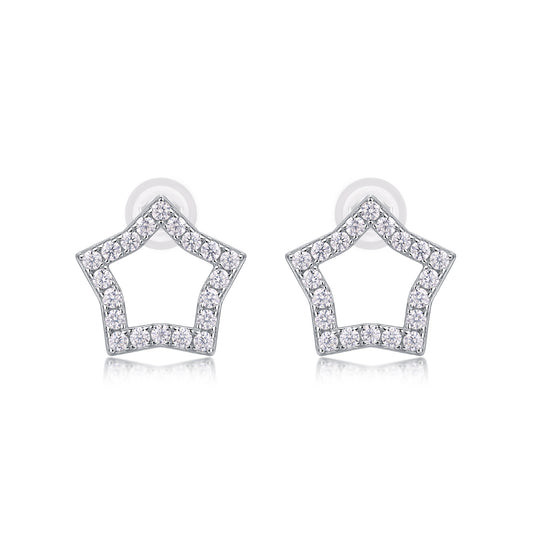 Shimmering Starry Silver Stud Earrings - Stellaradorn
