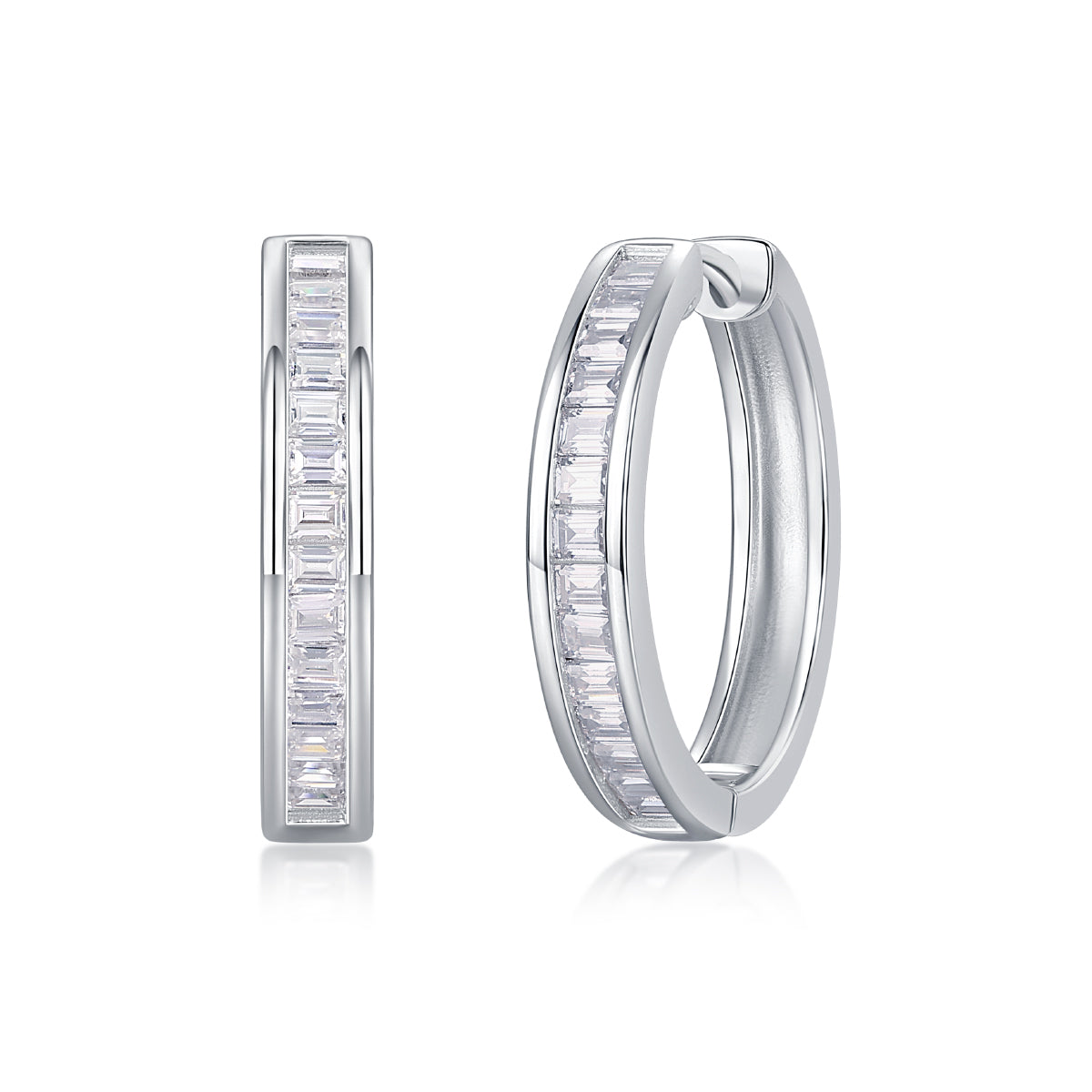 Timeless Baguette Hoop Huggies earrings - Stellaradorn