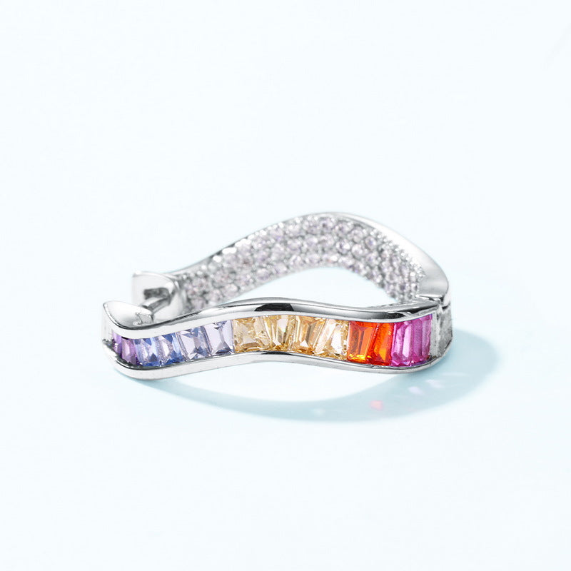 Vibrant Twisted Baguette Zircon Hoop Huggies Earrings - Stellaradorn
