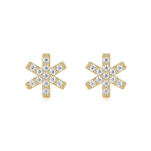 Radiant Snowflake Gold Stud Earrings - Stellaradorn