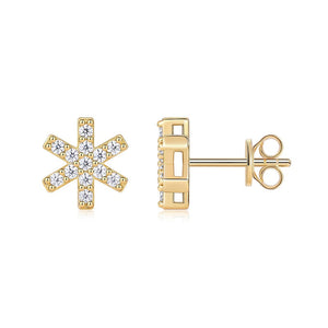 Radiant Snowflake Gold Stud Earrings - Stellaradorn