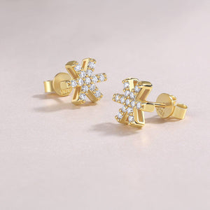 Radiant Snowflake Gold Stud Earrings