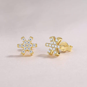 Radiant Snowflake Gold Stud Earrings