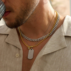 Pavé Dog Tag Statement Pendant Necklace In Silver Moissanite