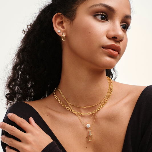 Oval Link Paper Clip Pendant Necklace - Stellaradorn