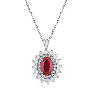 Elegant Ruby Halo Jewelry Set - Stellaradorn