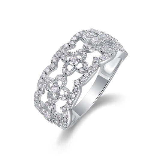 Elegance of Blossoms Clover Moissanite Wedding Ring - Stellaradorn