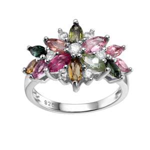 Trendy Natural Tourmaline Blossom Ring - Stellaradorn