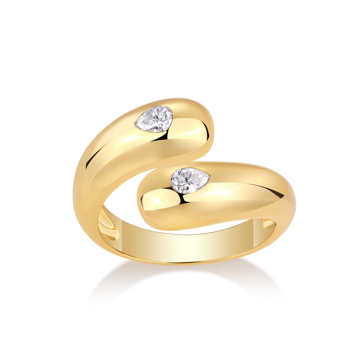 Golden Teardrop Open Wrap  Dome Ring - Stellaradorn