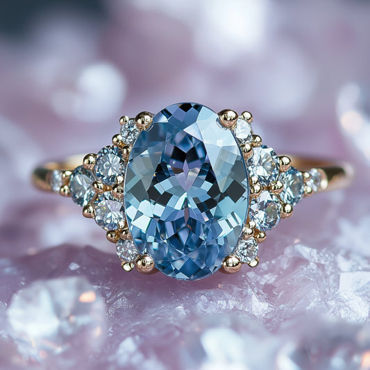 Lillian 2CT Oval Cut Blue Moissanite Ring