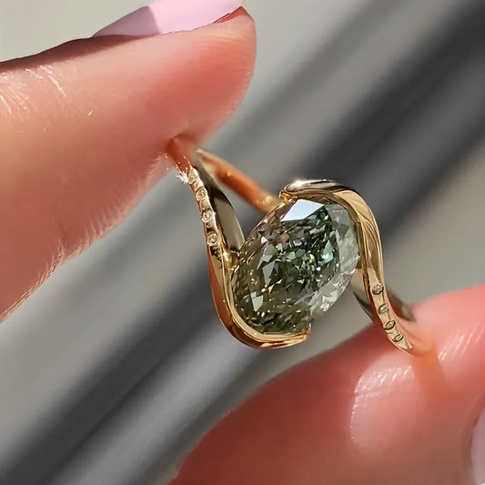 4CT Oval Cut Vintage Style Green Gemstone Ring