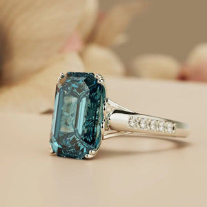 Azure Dream 5CT Emerald Cut Green Gemstone Ring